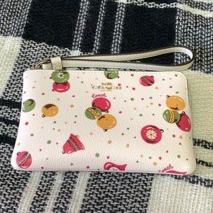 Coach white Christmas balls zip corner wallet